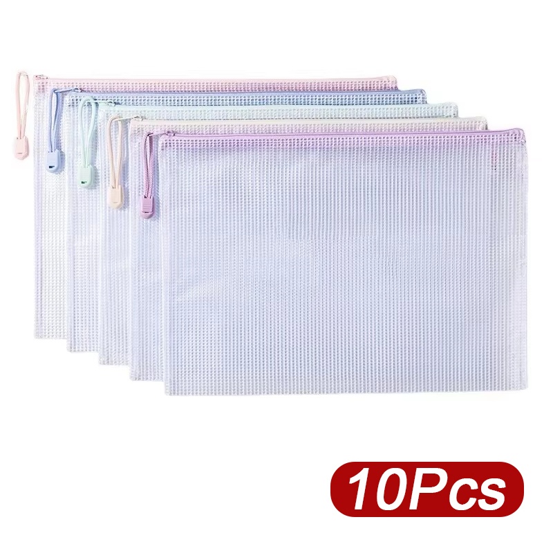 Office Stationery And Supply - 5-30pcs 지퍼 메쉬 가방 A4/A5 플라스틱