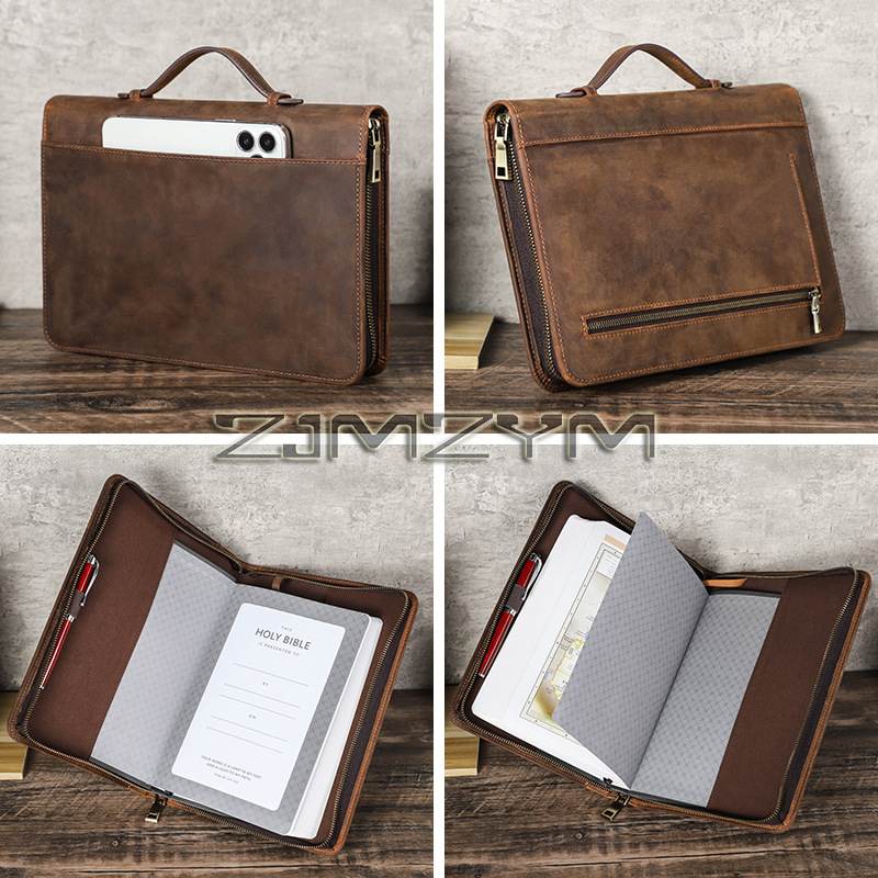 레트로 가죽 노트북 커버 케이스 수제 지퍼 휴대용 가죽 - Stationery Supplies Business 리뷰 및 가격