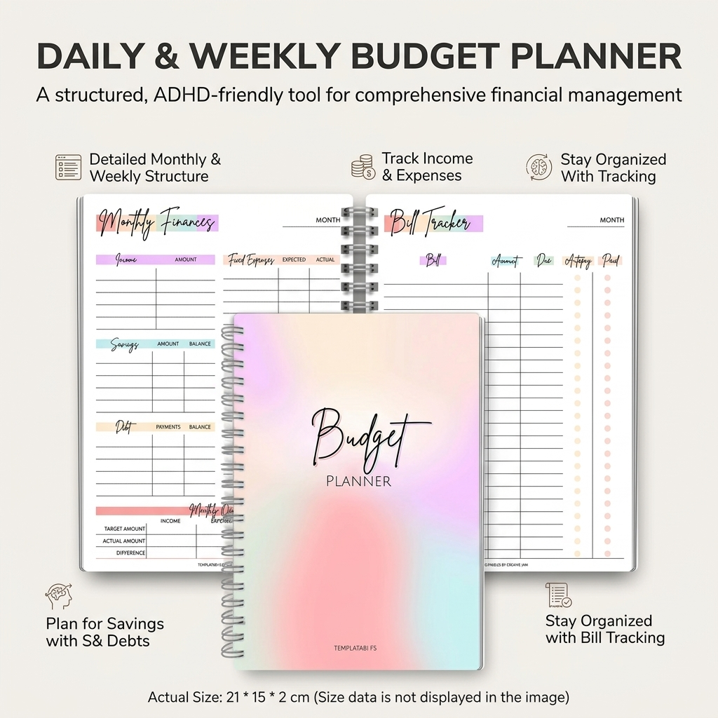 일일 수입 및 지출 노트북(예산 계획용)과 주간 트래커 - Planner Weekly Budget 리뷰 및 가격