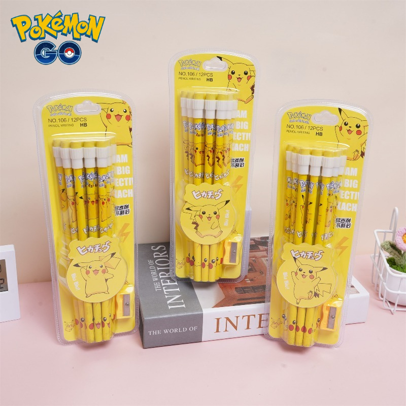12pcs 포켓몬 연필 지우개 연필깎이 포함 귀여운 피 - Office Supply Office Stationery Items 리뷰 및 가격
