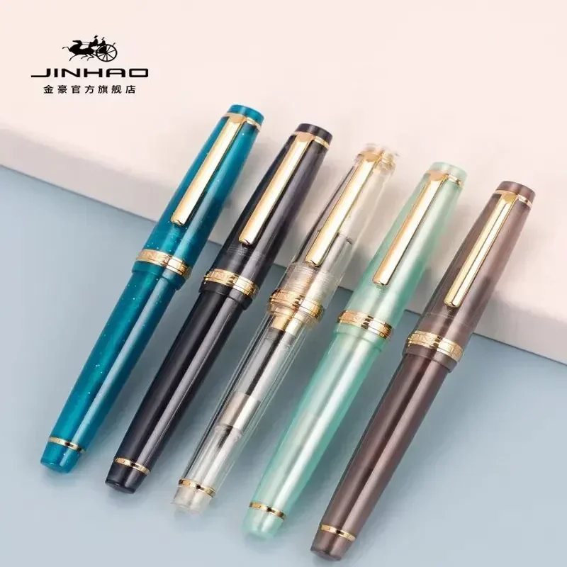 Jinhao 82 만년필 럭셔리 투명 펜 스핀 골든 E - Stationery Supplies Business 리뷰 및 가격